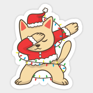 Dabbing Cat Christmas Lights Sticker